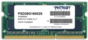 Obrzok Patriot Signature Line SO-DIMM 8GB DDR3 - PSD38G16002S