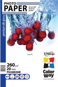 Obrzok Photo paper ColorWay premium silk glossy 260g  - PSI2600204R